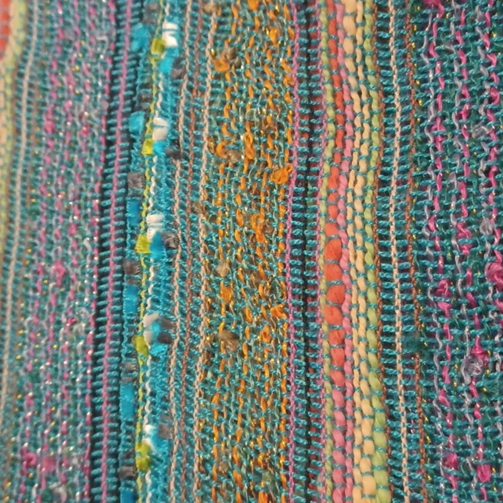 Colorful Striped Shawl With Fringe And Sparkle